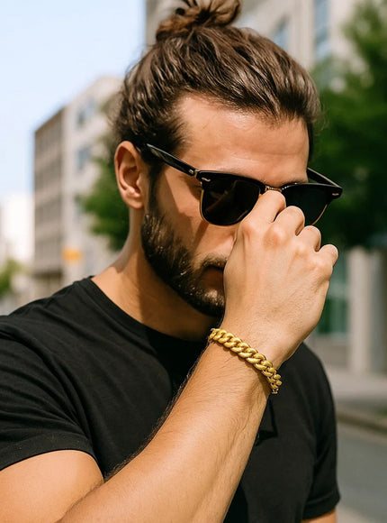 8.2mm 10k Yellow Gold Classic Miami Cuban Solid Bracelet