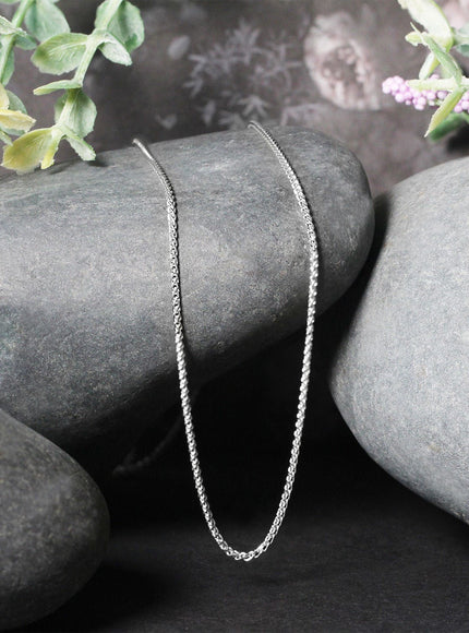 18k White Gold Round Wheat Chain 1.4mm