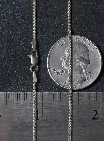 18k White Gold Round Wheat Chain 1.4mm