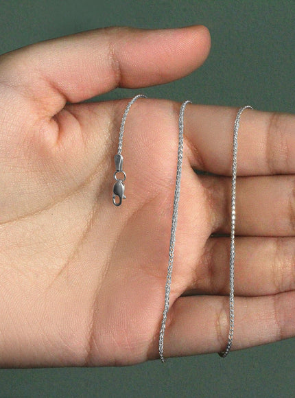 18k White Gold Round Wheat Chain 1.4mm