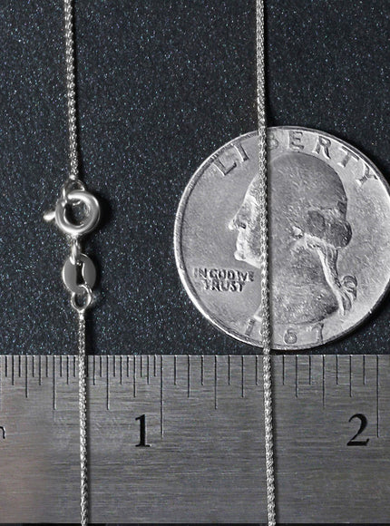 14k White Gold Diamond Cut Round Wheat Chain 0.6mm