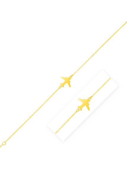 14K Yellow Gold Airplane Bracelet