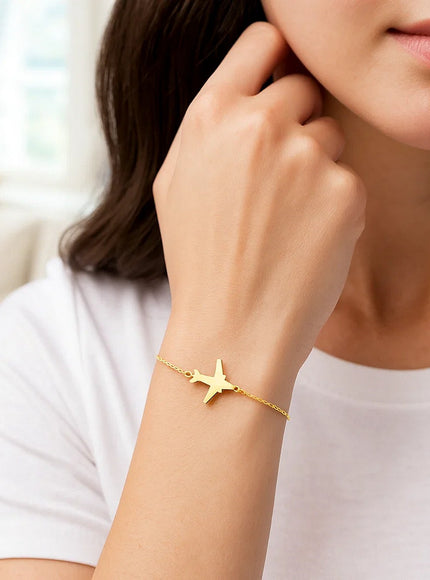 14K Yellow Gold Airplane Bracelet