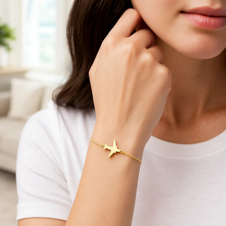 14K Yellow Gold Airplane Bracelet
