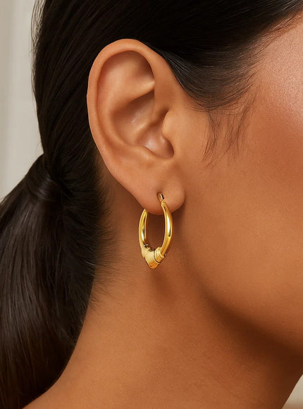 Medium Heart Hoop Earrings in 14K Yellow Gold