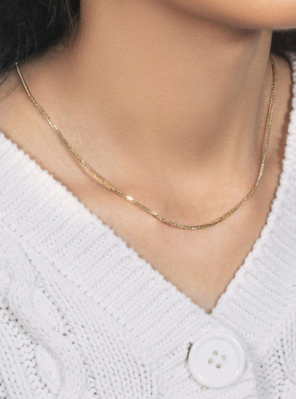 14k 1.8mm Yellow Gold Square Wheat Chain