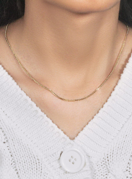 14k 1.8mm Yellow Gold Square Wheat Chain