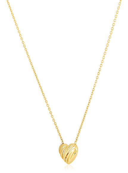14k Yellow Gold High Polish Scribbles Heart Necklace
