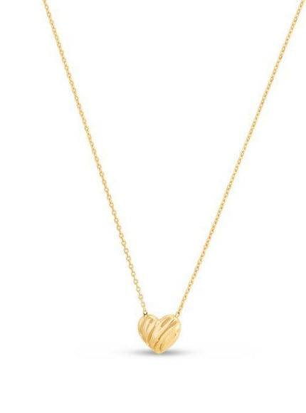 14k Yellow Gold High Polish Scribbles Heart Necklace