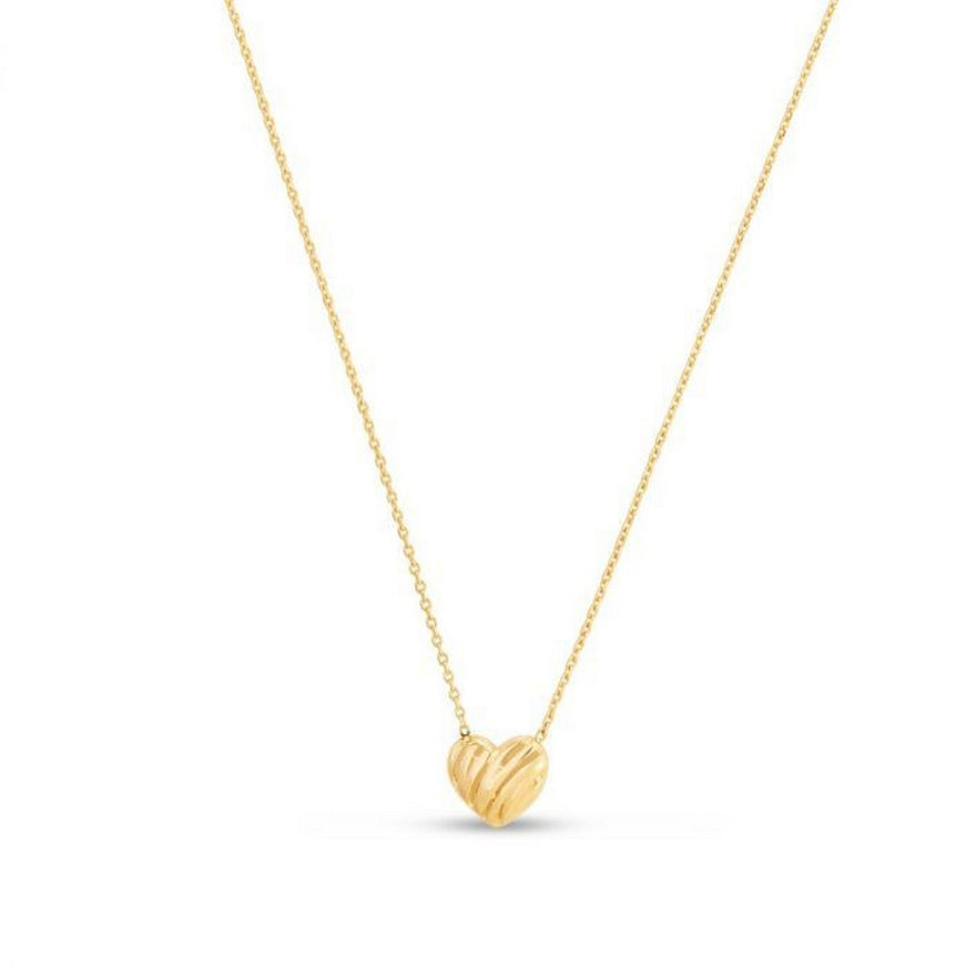 14k Yellow Gold High Polish Scribbles Heart Necklace