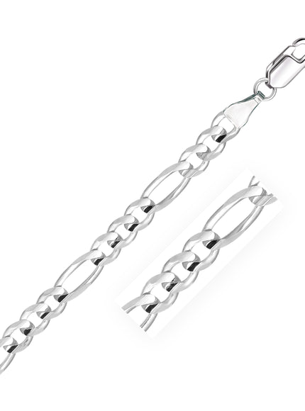 6.0mm 14k White Gold Solid Figaro Chain