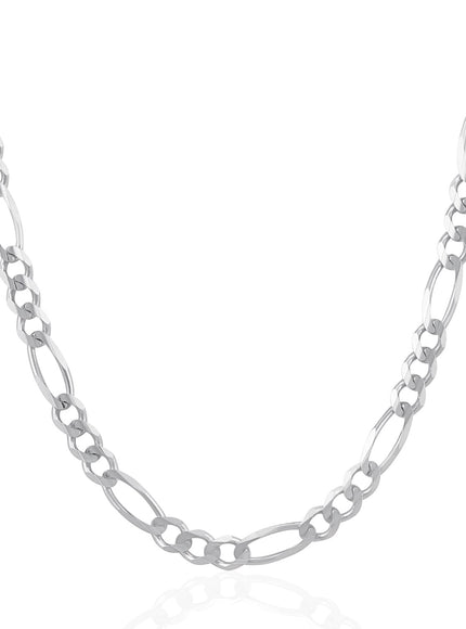 6.0mm 14k White Gold Solid Figaro Chain