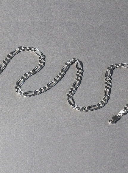 6.0mm 14k White Gold Solid Figaro Chain