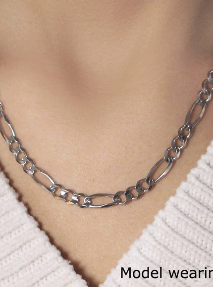 6.0mm 14k White Gold Solid Figaro Chain