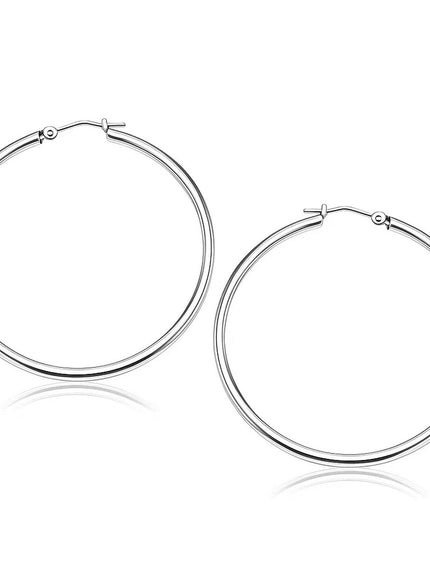 14k White Gold Polished Hoop Earrings (40 mm)