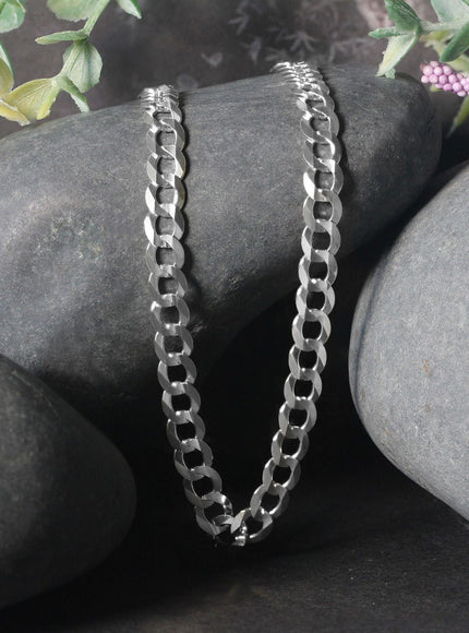 5.7mm 14k White Gold Solid Curb Chain