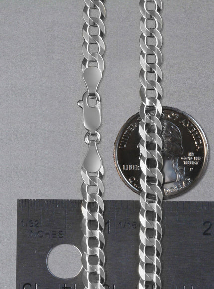 5.7mm 14k White Gold Solid Curb Chain