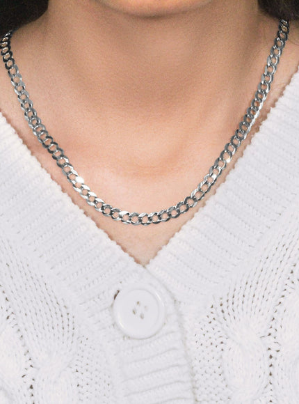 5.7mm 14k White Gold Solid Curb Chain