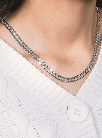 5.7mm 14k White Gold Solid Curb Chain