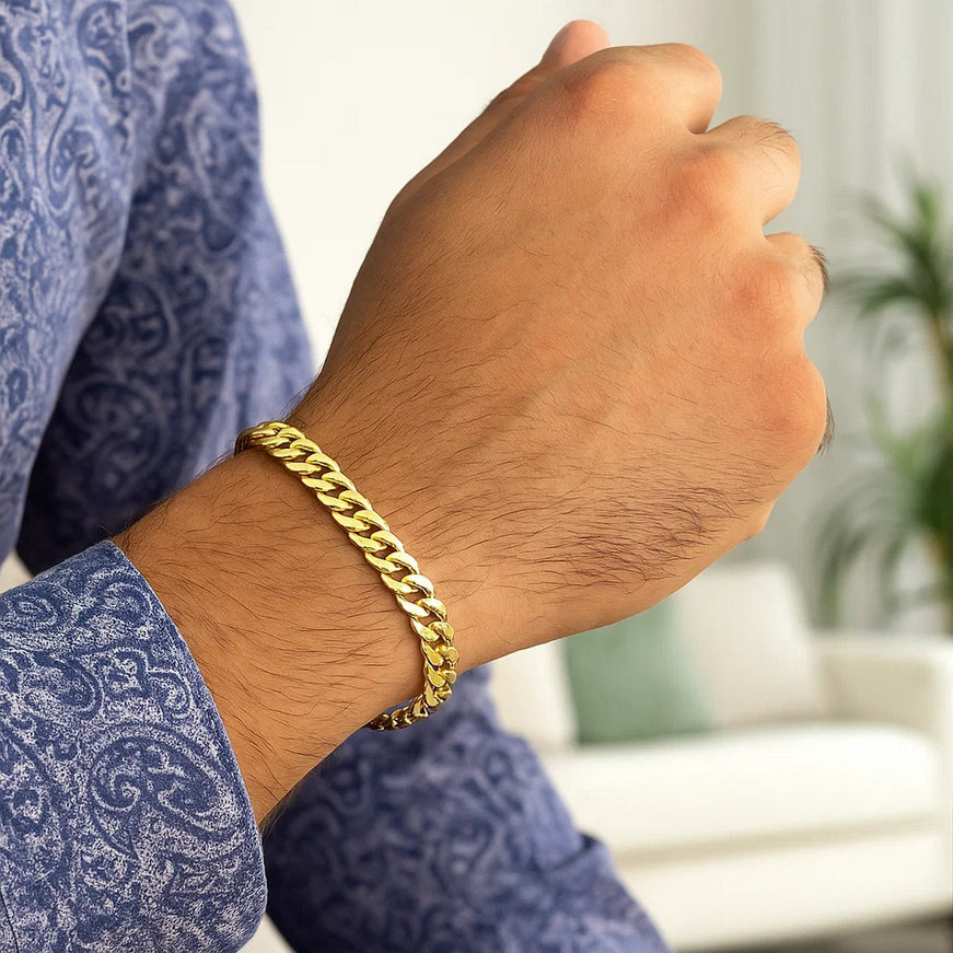 4.4mm 14k Yellow Gold Solid Miami Cuban Bracelet