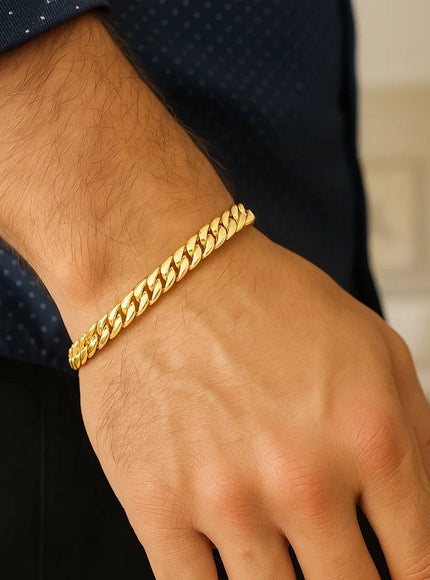 4.4mm 14k Yellow Gold Solid Miami Cuban Bracelet