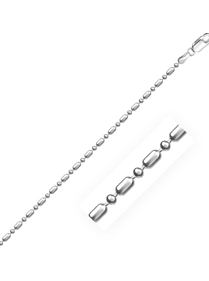 14k White Gold Diamond-Cut Alternating Bead Chain 1.5mm