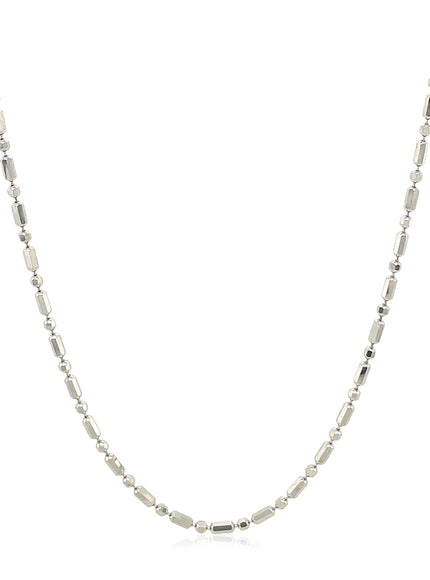 14k White Gold Diamond-Cut Alternating Bead Chain 1.5mm