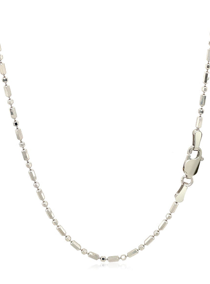 14k White Gold Diamond-Cut Alternating Bead Chain 1.5mm