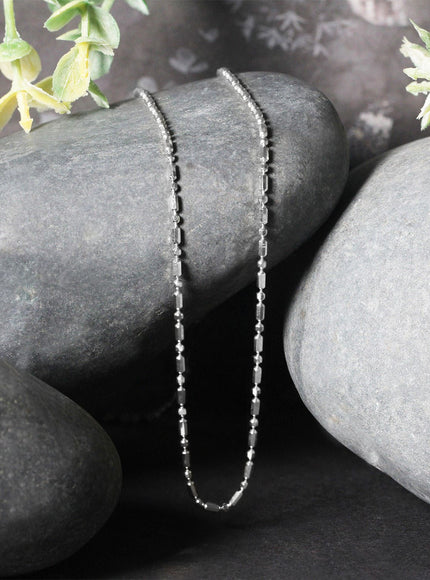 14k White Gold Diamond-Cut Alternating Bead Chain 1.5mm