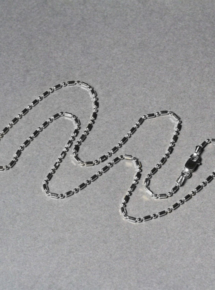14k White Gold Diamond-Cut Alternating Bead Chain 1.5mm