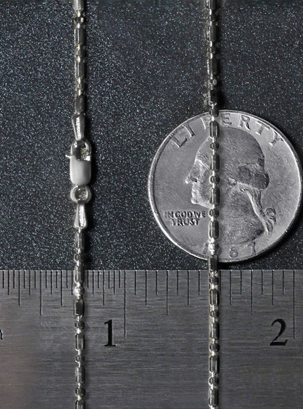 14k White Gold Diamond-Cut Alternating Bead Chain 1.5mm