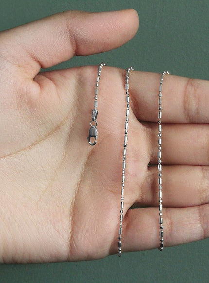 14k White Gold Diamond-Cut Alternating Bead Chain 1.5mm