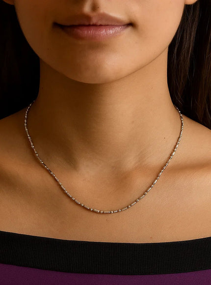 14k White Gold Diamond-Cut Alternating Bead Chain 1.5mm