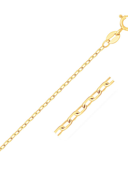 14k Yellow Gold Faceted Cable Link Chain 1.3mm