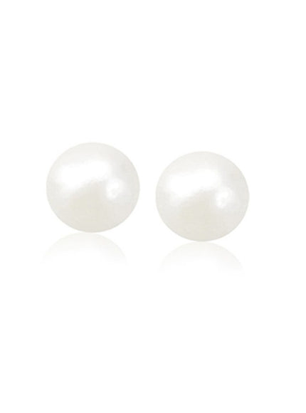 14k Yellow Gold Freshwater Cultured White Pearl Stud Earrings (8.0 mm)