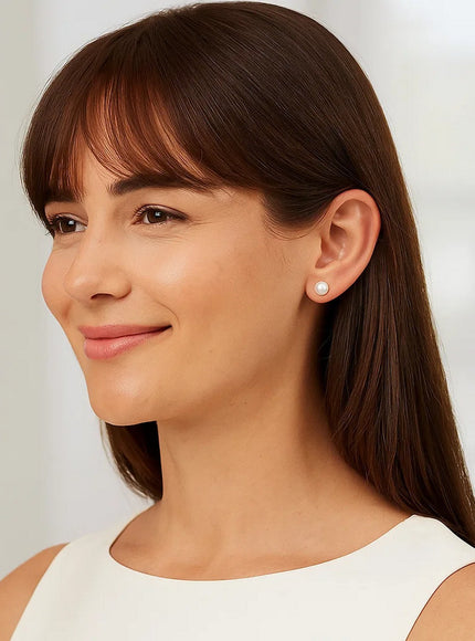 14k Yellow Gold Freshwater Cultured White Pearl Stud Earrings (8.0 mm)