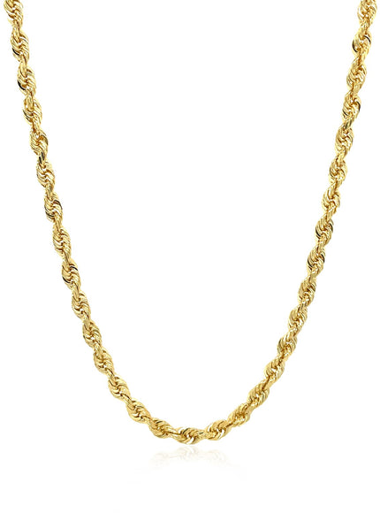 3.0mm 14k Yellow Gold Solid Diamond Cut Rope Chain