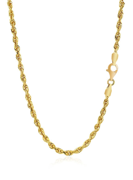 3.0mm 14k Yellow Gold Solid Diamond Cut Rope Chain