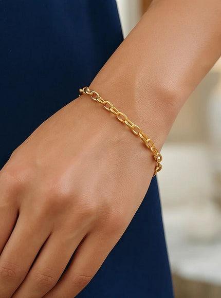 3.2mm 14k Yellow Gold Oval Rolo Bracelet