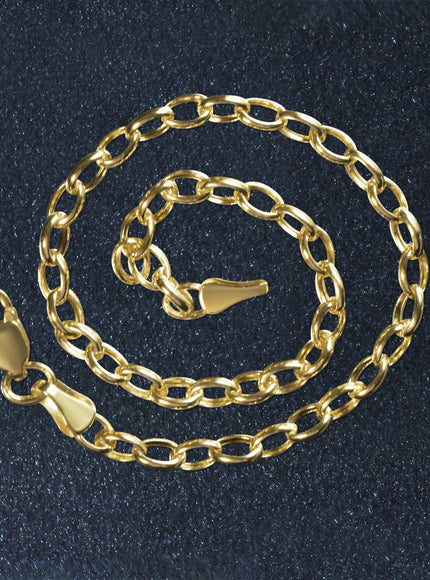 3.2mm 14k Yellow Gold Oval Rolo Bracelet