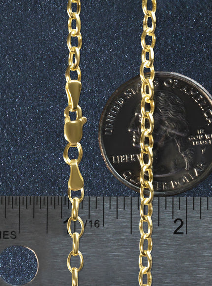 3.2mm 14k Yellow Gold Oval Rolo Bracelet