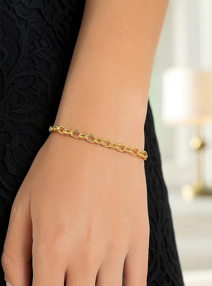 3.2mm 14k Yellow Gold Oval Rolo Bracelet