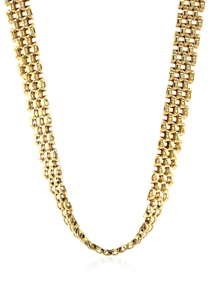 14k Yellow Gold Fancy Polished Multi-Row Panther Link Necklace