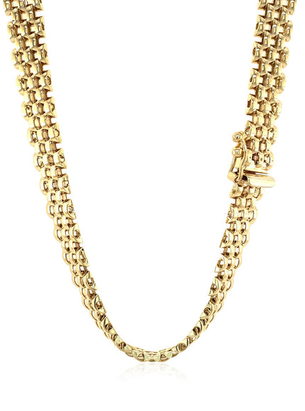 14k Yellow Gold Fancy Polished Multi-Row Panther Link Necklace