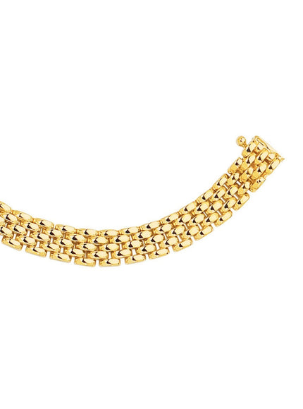 14k Yellow Gold Fancy Polished Multi-Row Panther Link Necklace