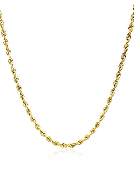 2.5mm 10k Yellow Gold Solid Diamond Cut Rope Chain
