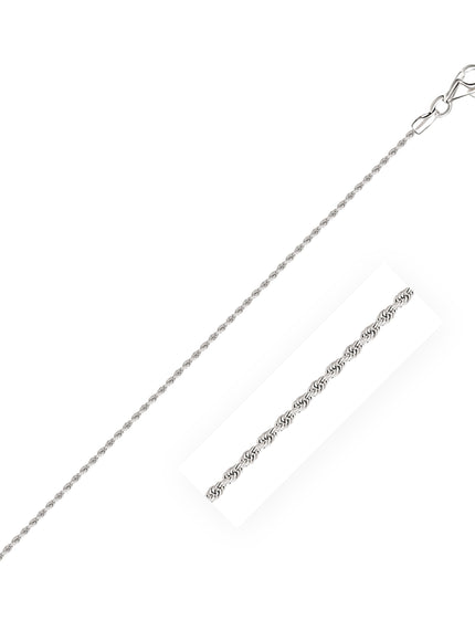 14k White Gold Solid Diamond Cut Rope Chain 1.5mm