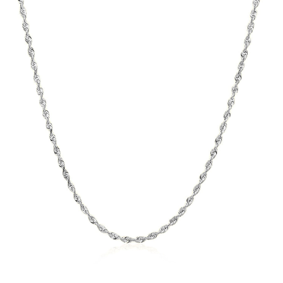 14k White Gold Solid Diamond Cut Rope Chain 1.5mm