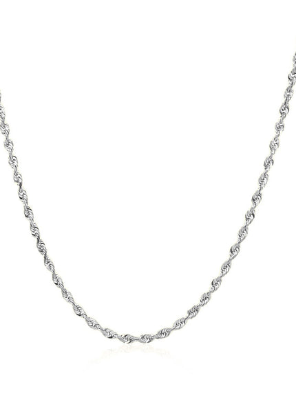 14k White Gold Solid Diamond Cut Rope Chain 1.5mm