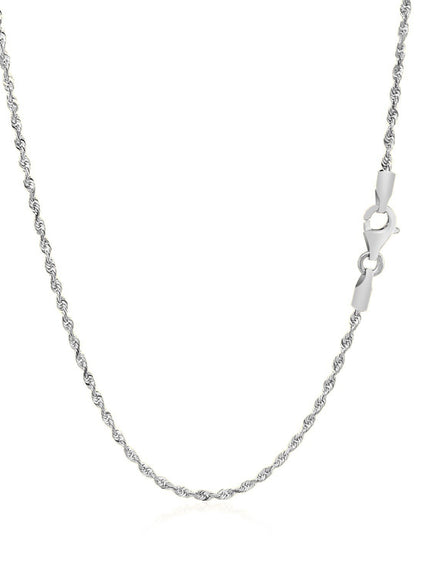 14k White Gold Solid Diamond Cut Rope Chain 1.5mm